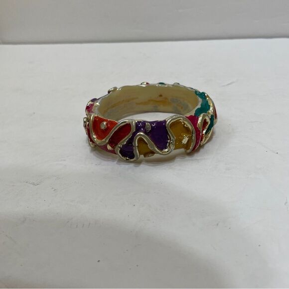 VINTAGE ENAMEL ABSTRACT BANGLE BRACELET‎ - Picture 1 of 5